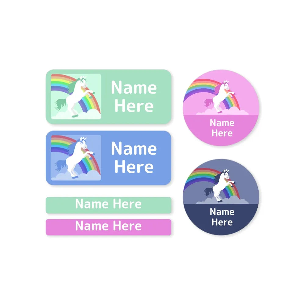Rainbow Unicorn Mixed Name Label Pack