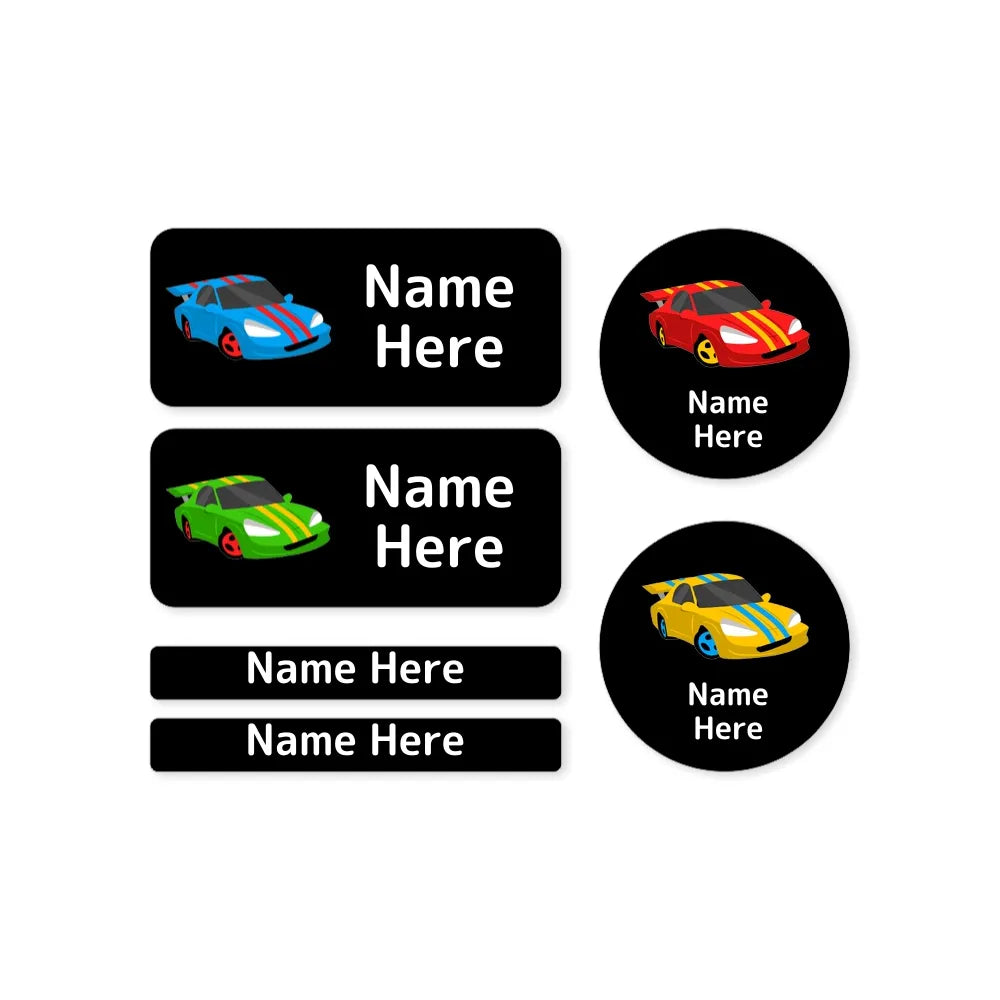 Racing Car Mixed Name Label Pack