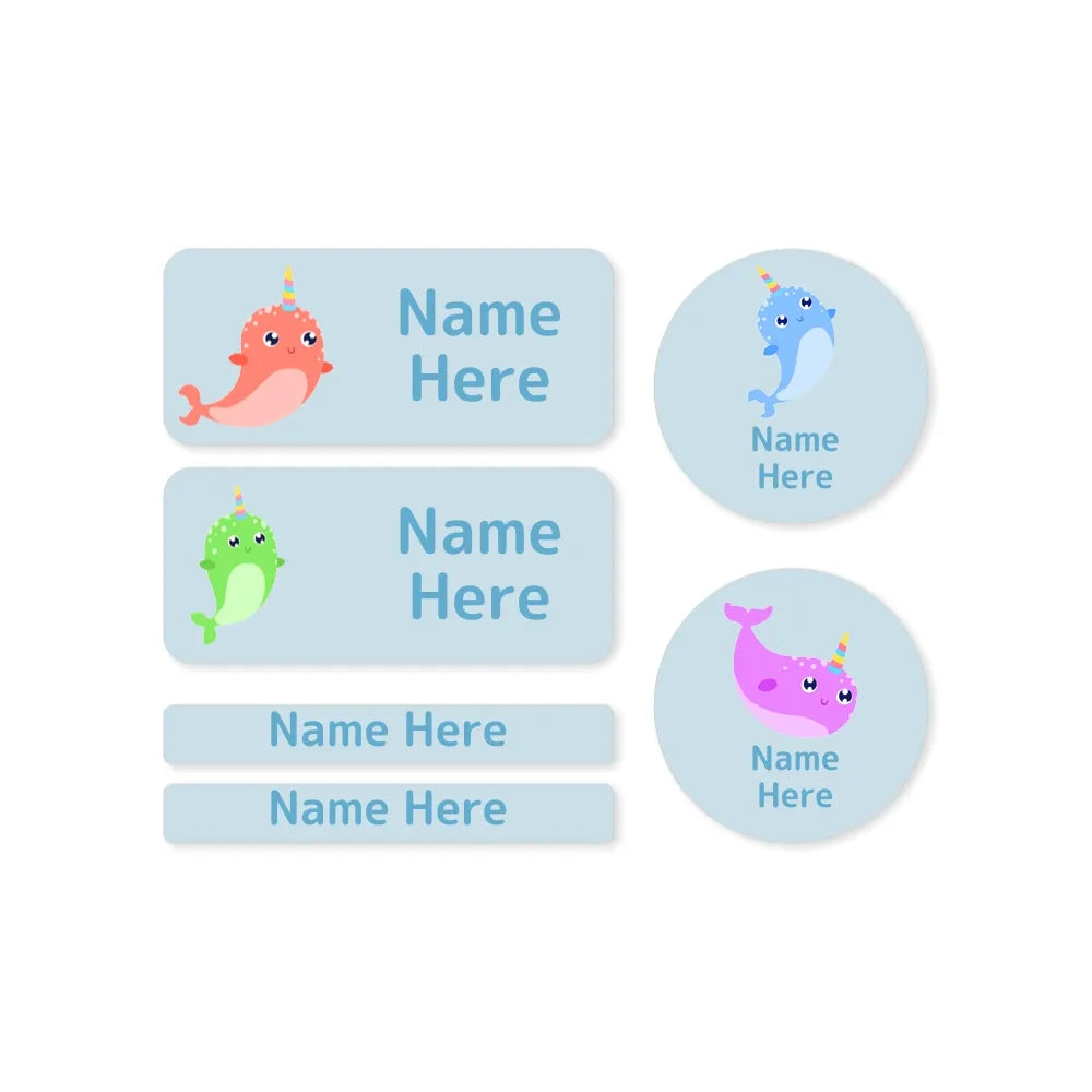 Narwhal Mixed Name Label Pack
