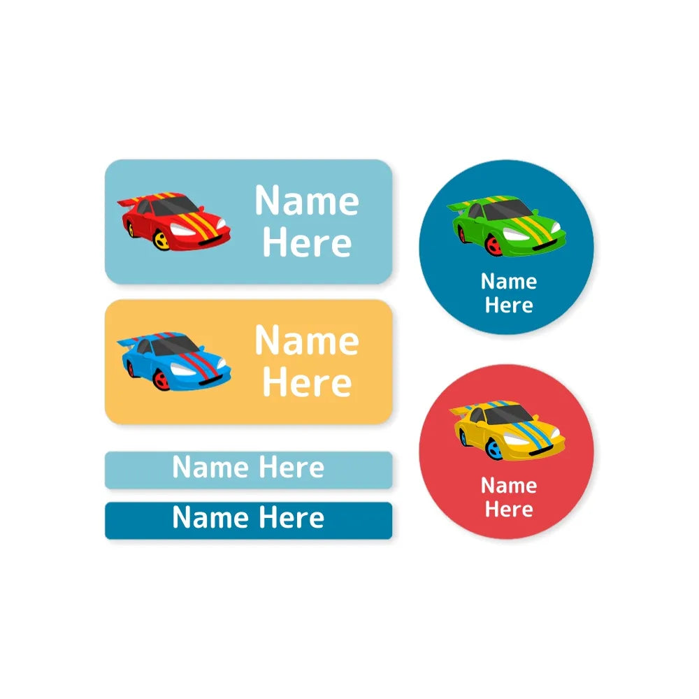 Racing Car Mixed Name Label Pack
