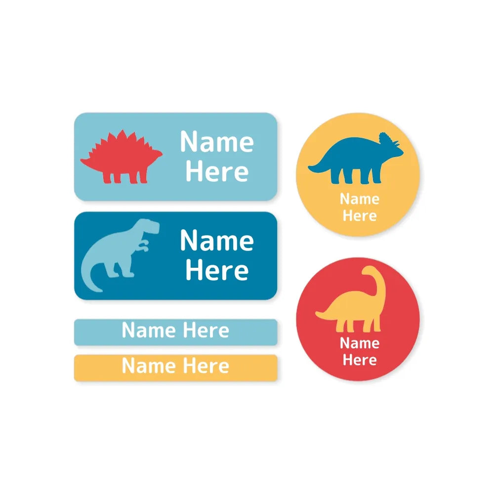 Dino Silhouette Mixed Name Label Pack