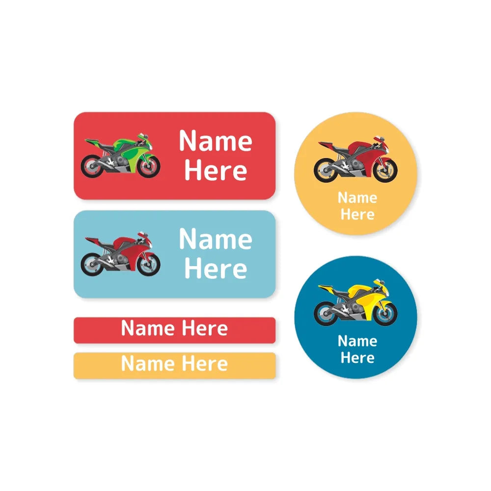 Motorbike Mixed Name Label Pack