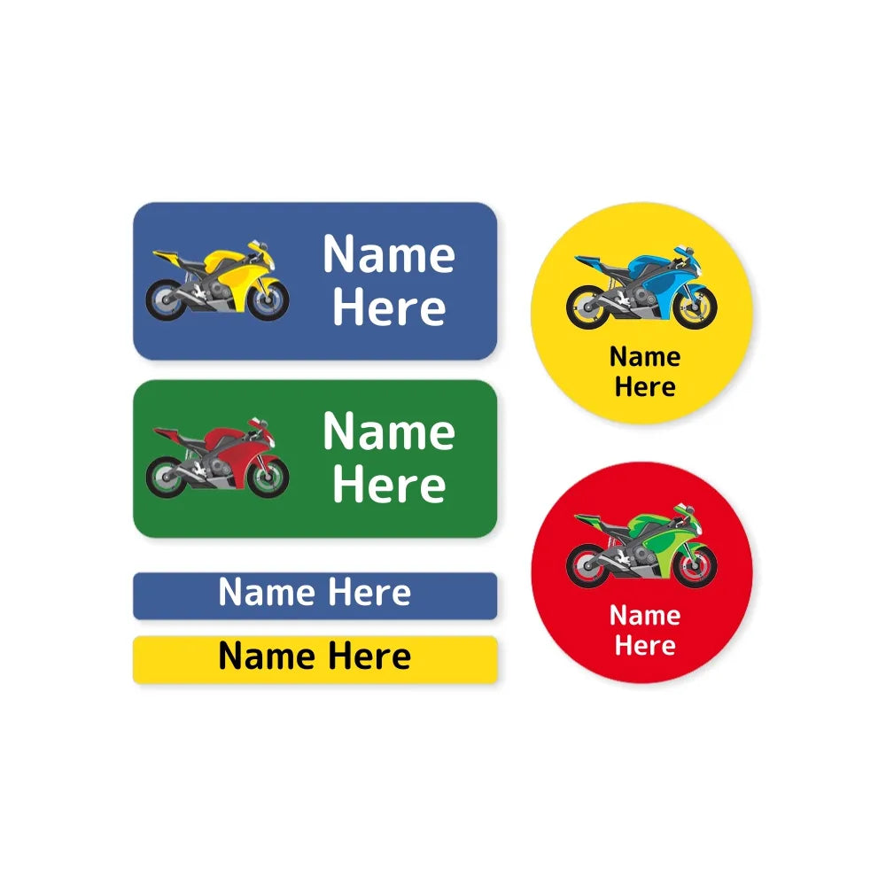 Motorbike Mixed Name Label Pack