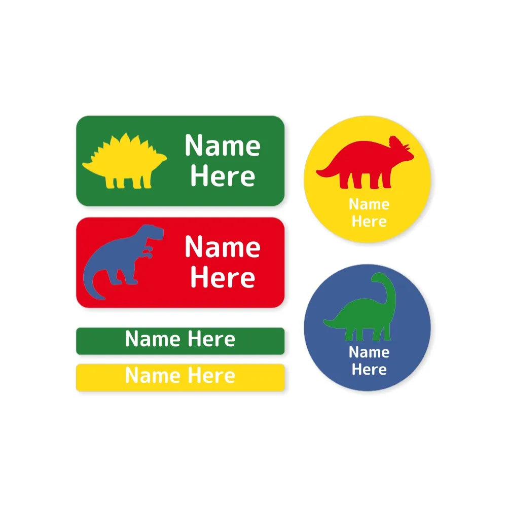Dino Silhouette Mixed Name Label Pack