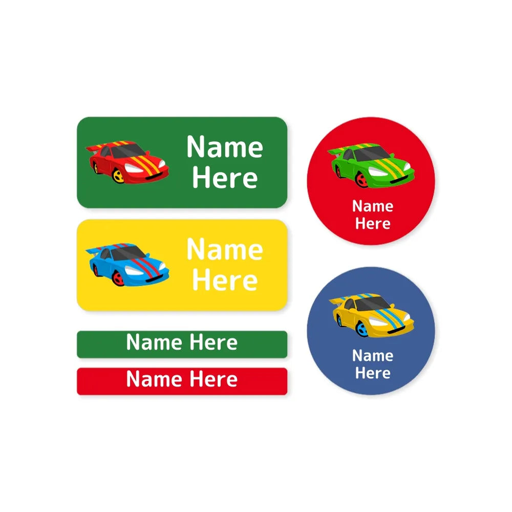 Racing Car Mixed Name Label Pack