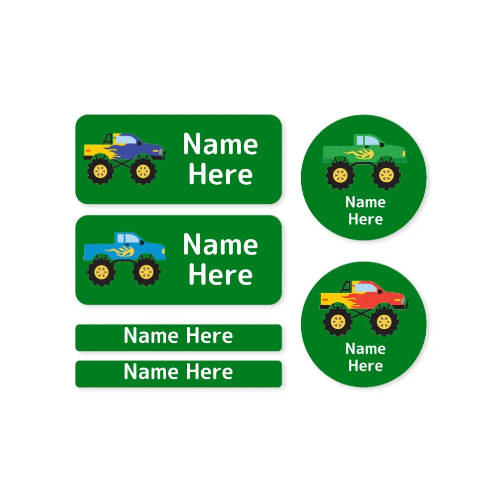 Monster Truck Mixed Name Label Pack