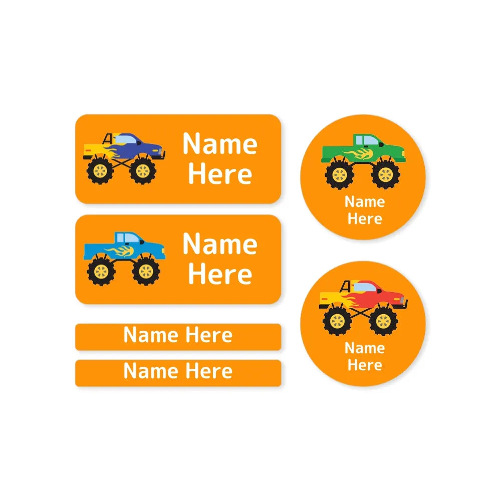 Monster Truck Mixed Name Label Pack