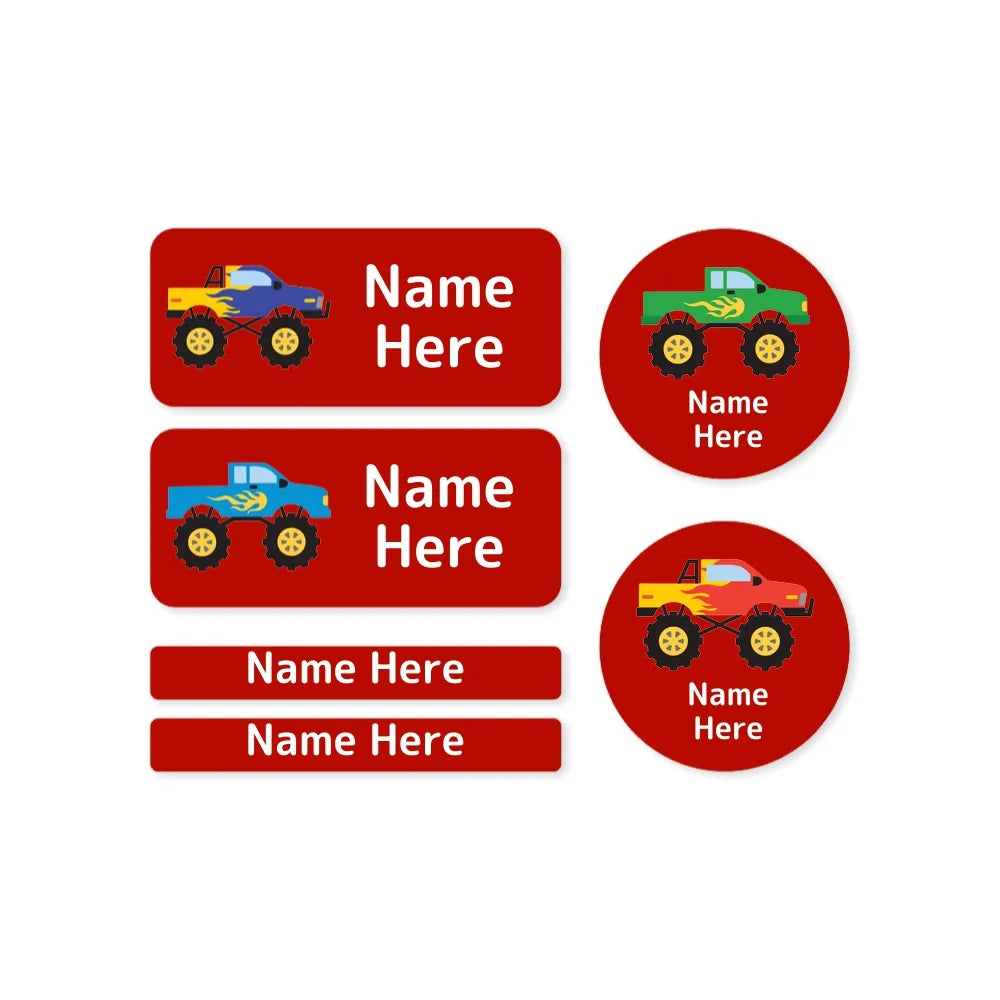 Monster Truck Mixed Name Label Pack