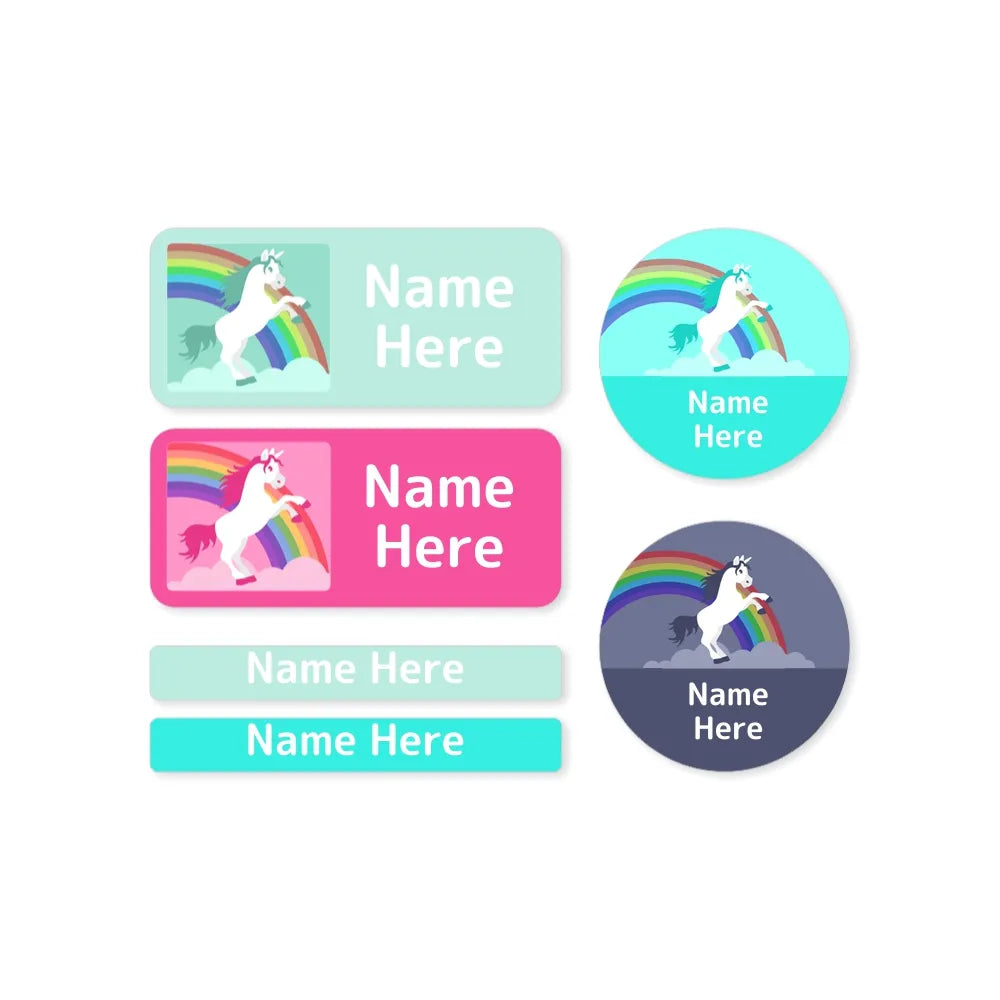 Rainbow Unicorn Mixed Name Label Pack