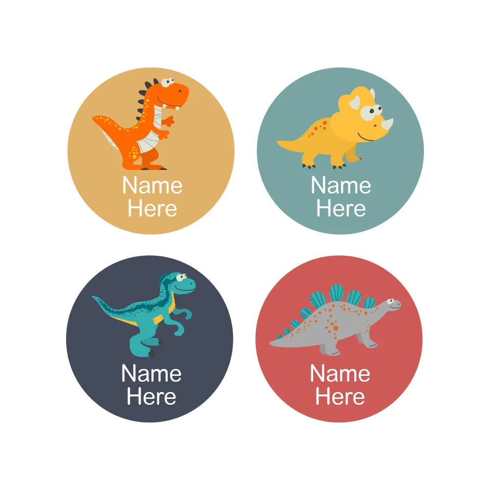 Dinosaur Round Name Labels