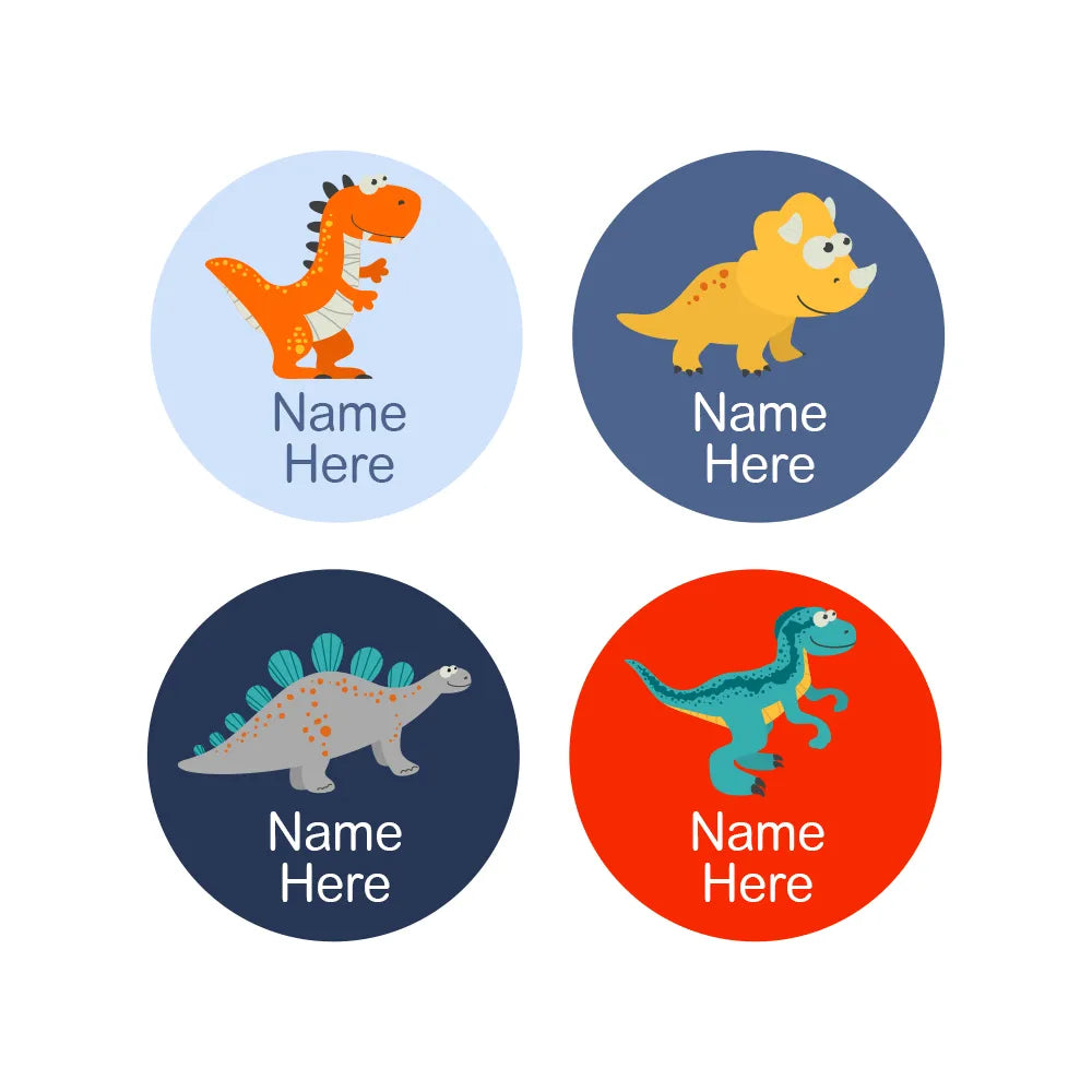 Dinosaur Round Name Labels
