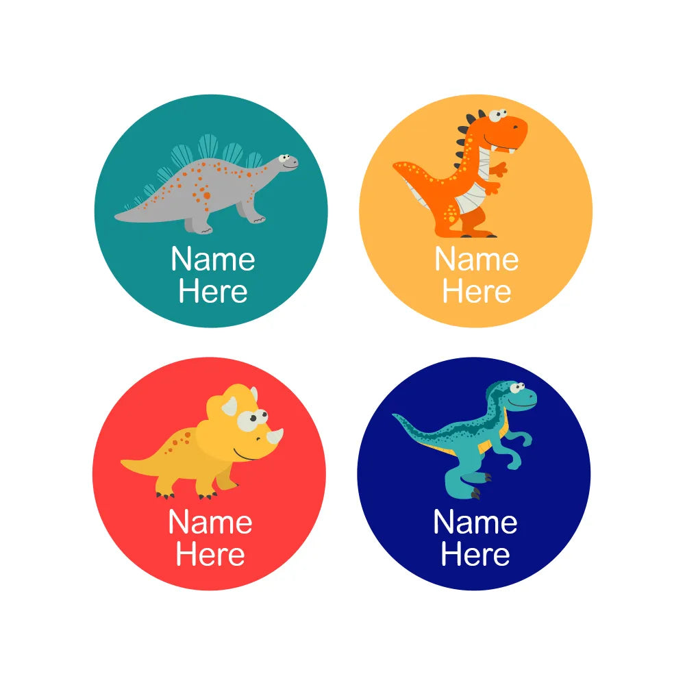 Dinosaur Round Name Labels