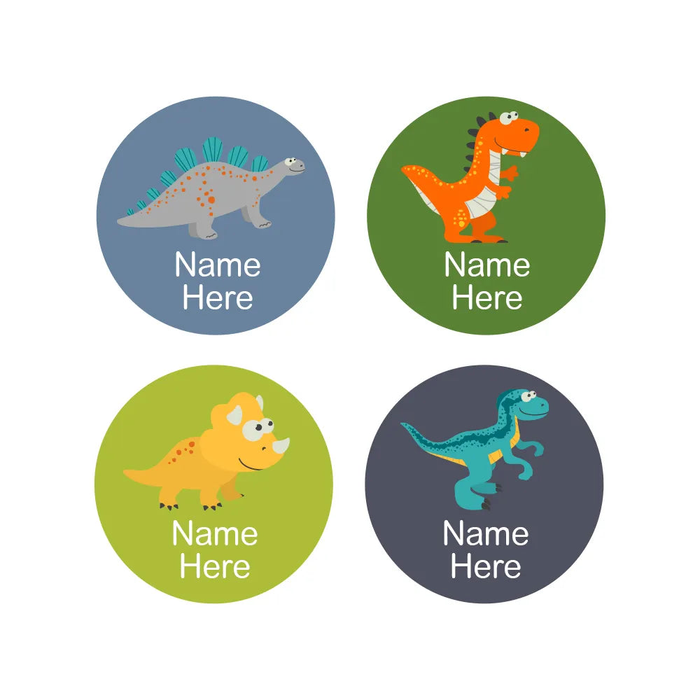 Dinosaur Round Name Labels