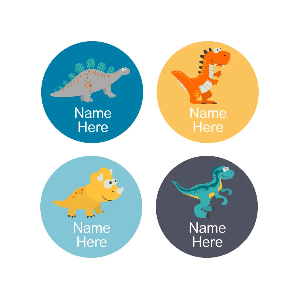 Dinosaur Round Name Labels