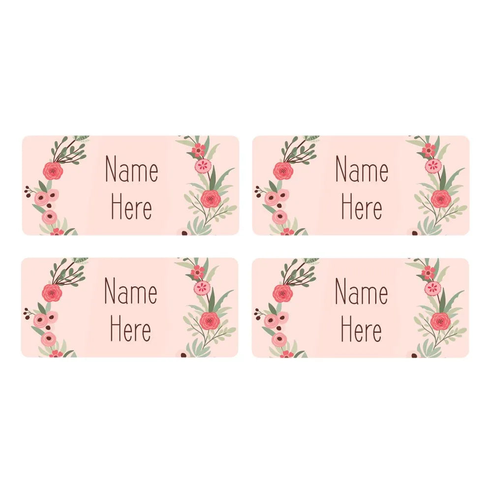 Flower Wreath Rectangle Name Labels