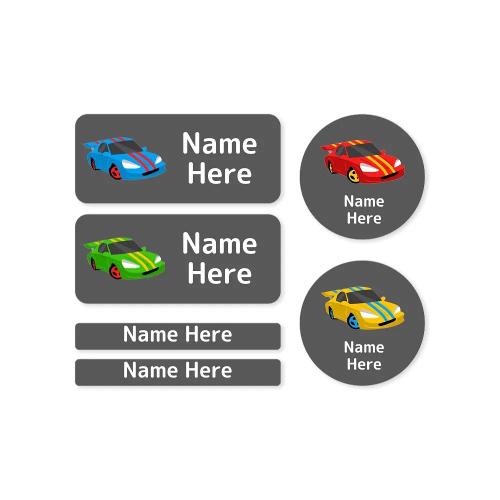 Racing Car Mixed Name Label Pack