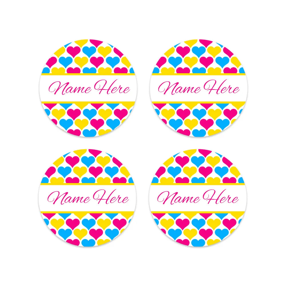 Hearts Round Name Labels