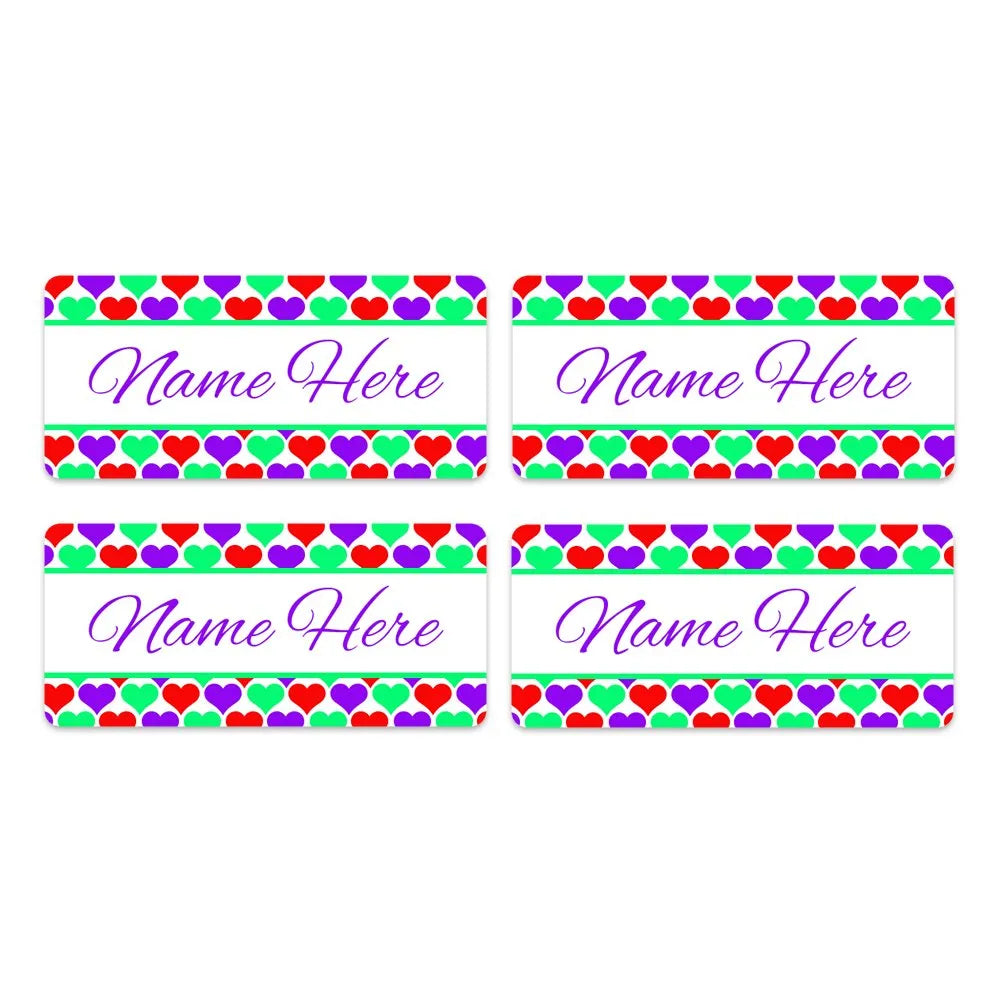 Hearts Rectangle Name Labels
