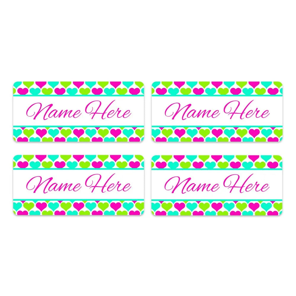 Hearts Rectangle Name Labels