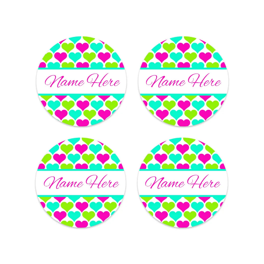 Hearts Round Name Labels