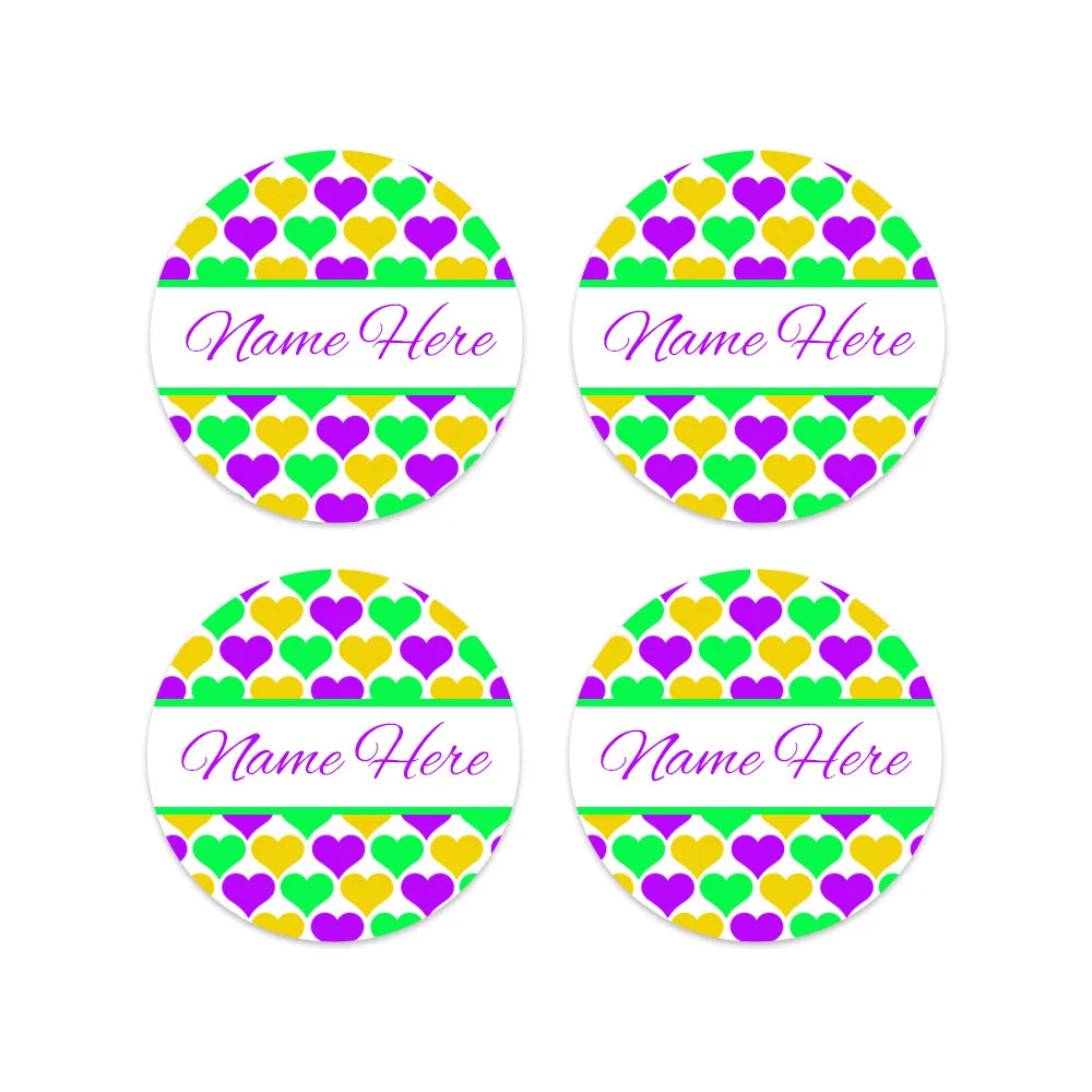 Hearts Round Name Labels