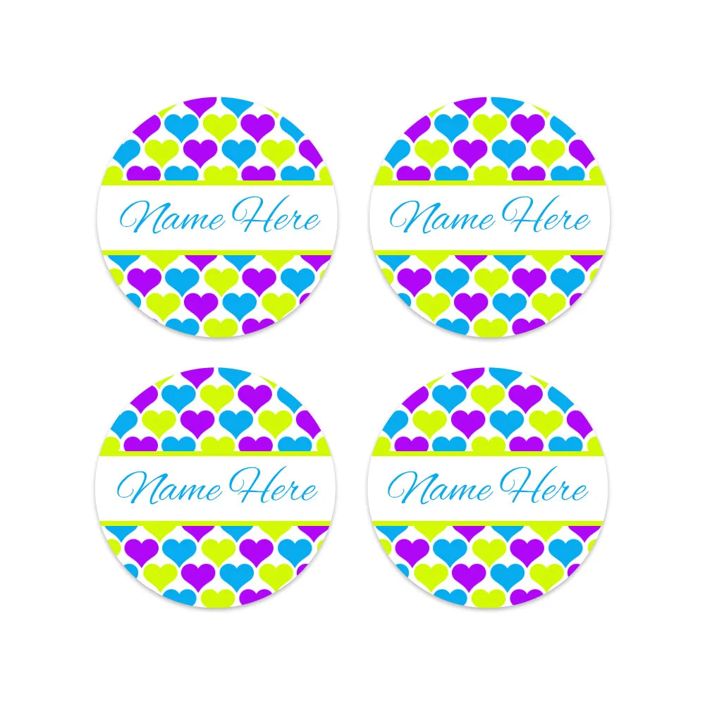 Hearts Round Name Labels