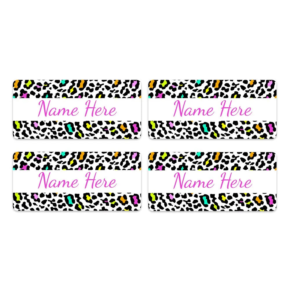 Leopard Print Rectangle Name Labels