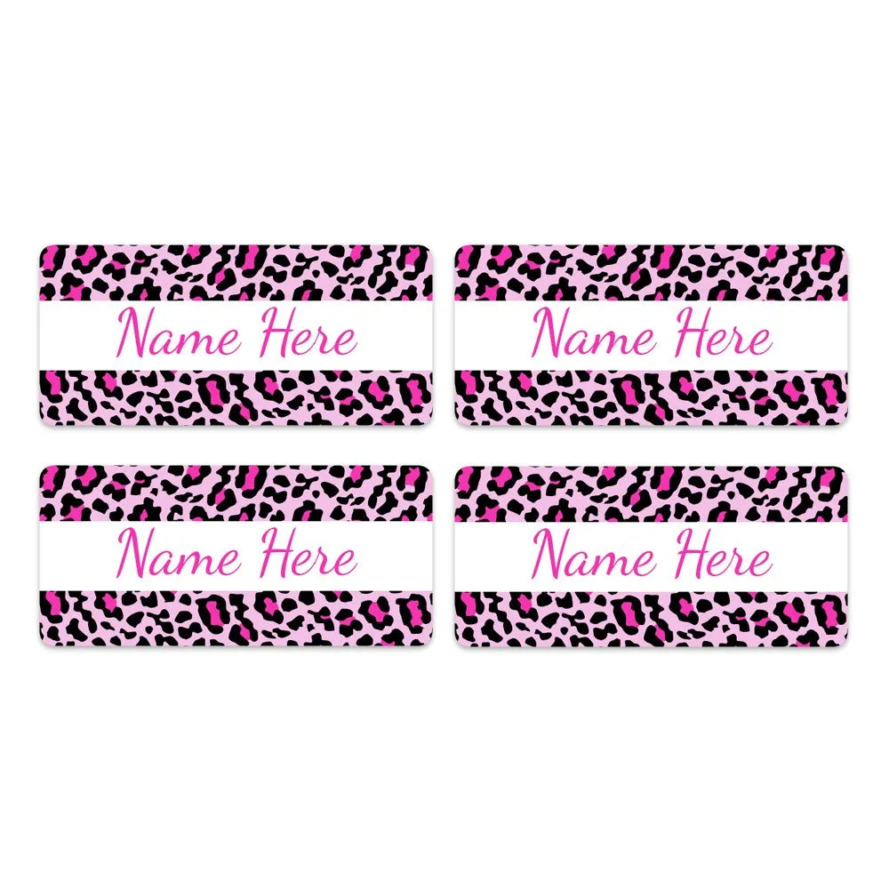 Leopard Print Rectangle Name Labels