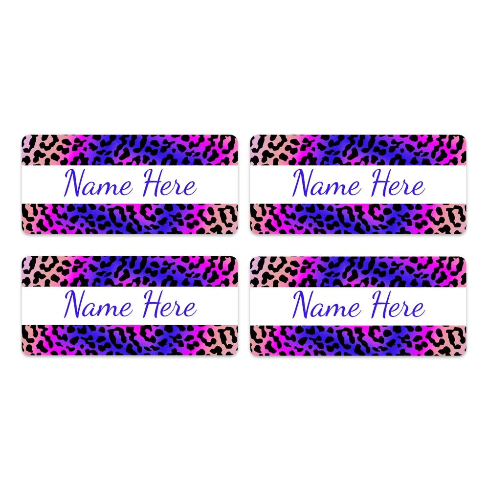Leopard Print Rectangle Name Labels