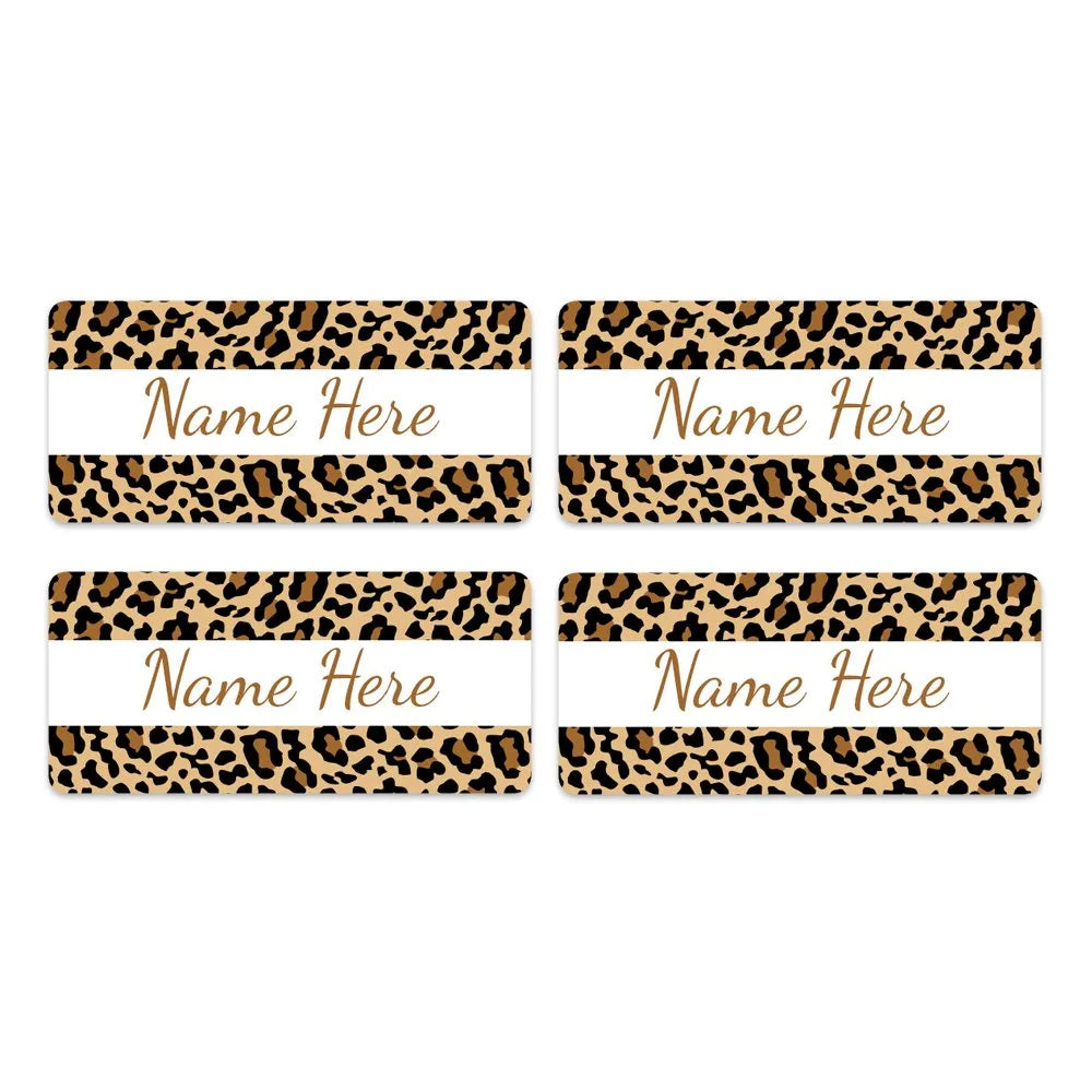 Leopard Print Rectangle Name Labels