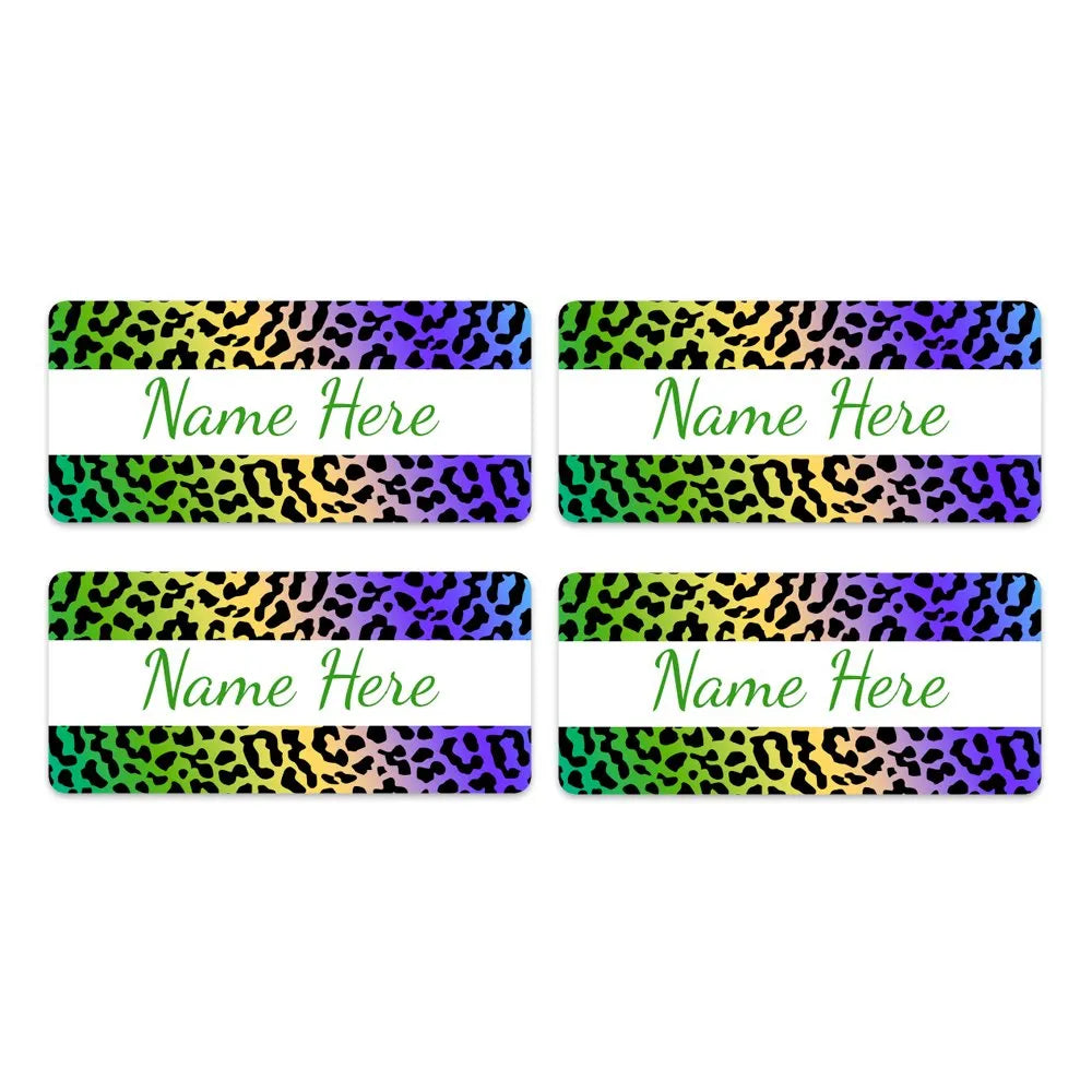 Leopard Print Rectangle Name Labels