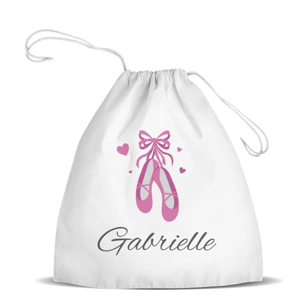 Ballet Shoes White Drawstring Bag