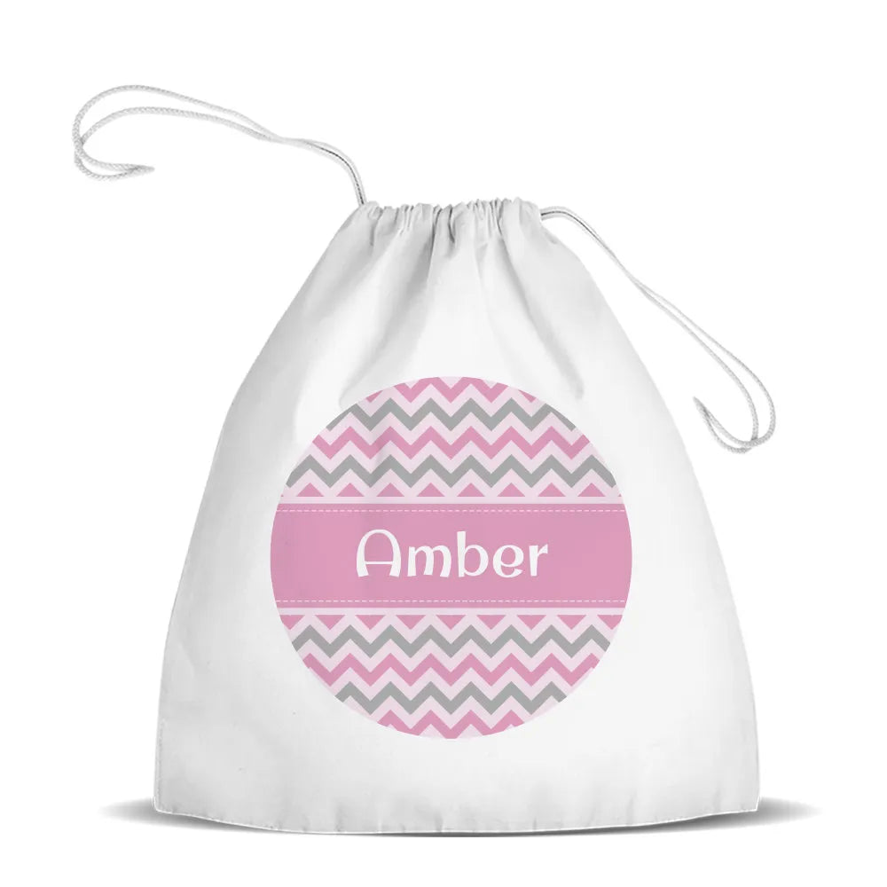 Chevron White Drawstring Bag