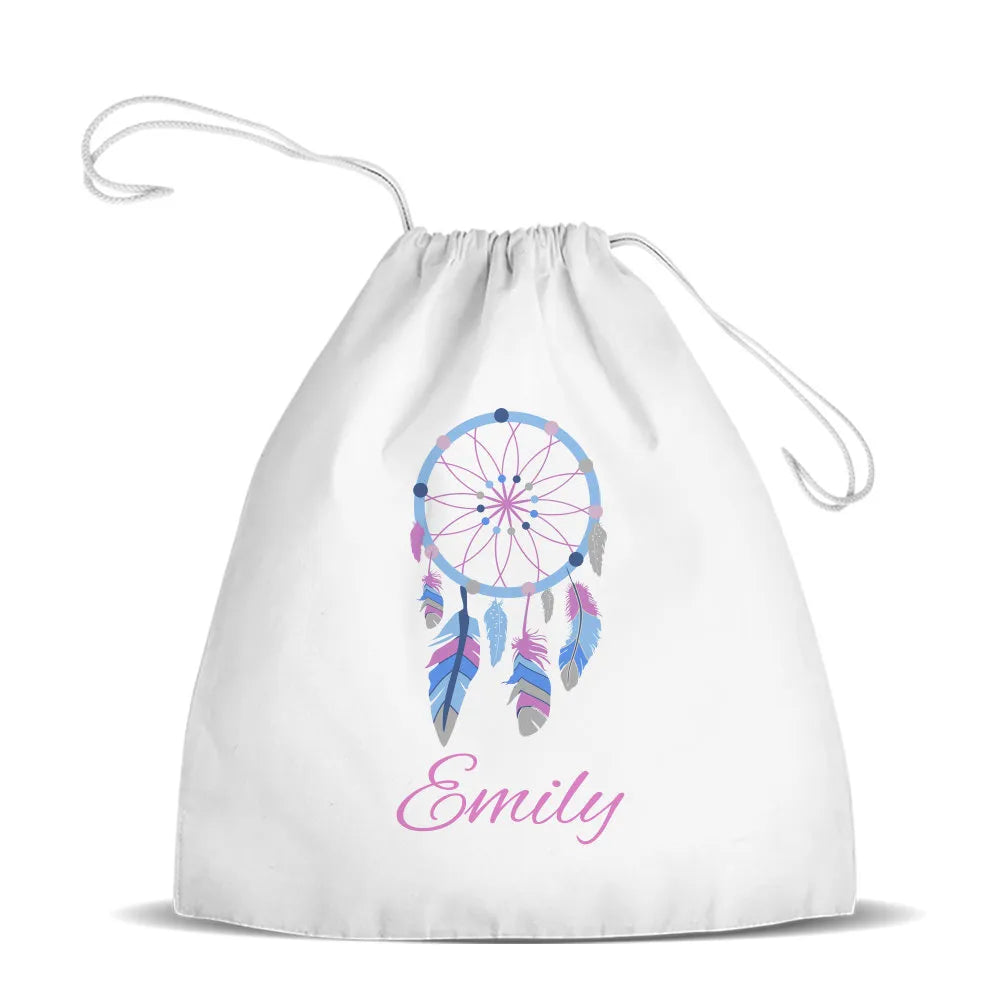 Dream Catcher White Drawstring Bag