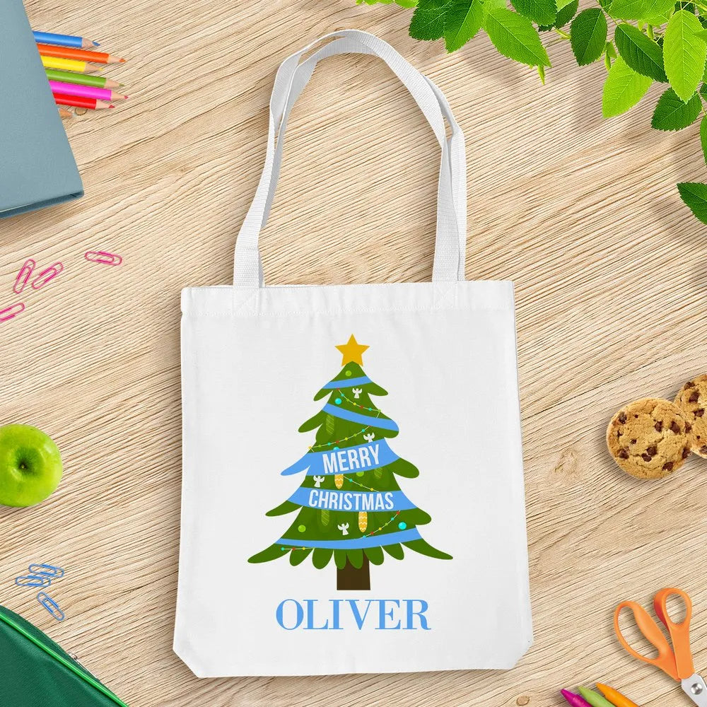 Blue Christmas White Tote Bag