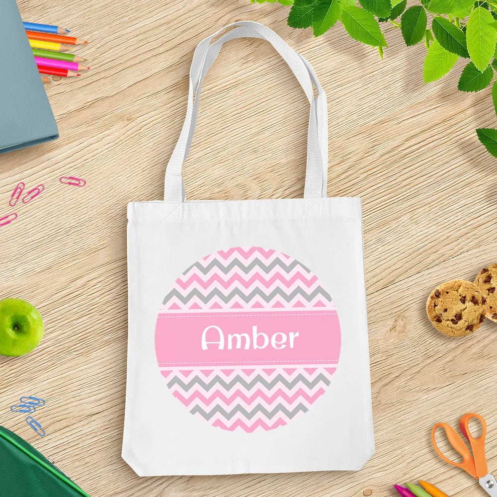 Chevron White Tote Bag