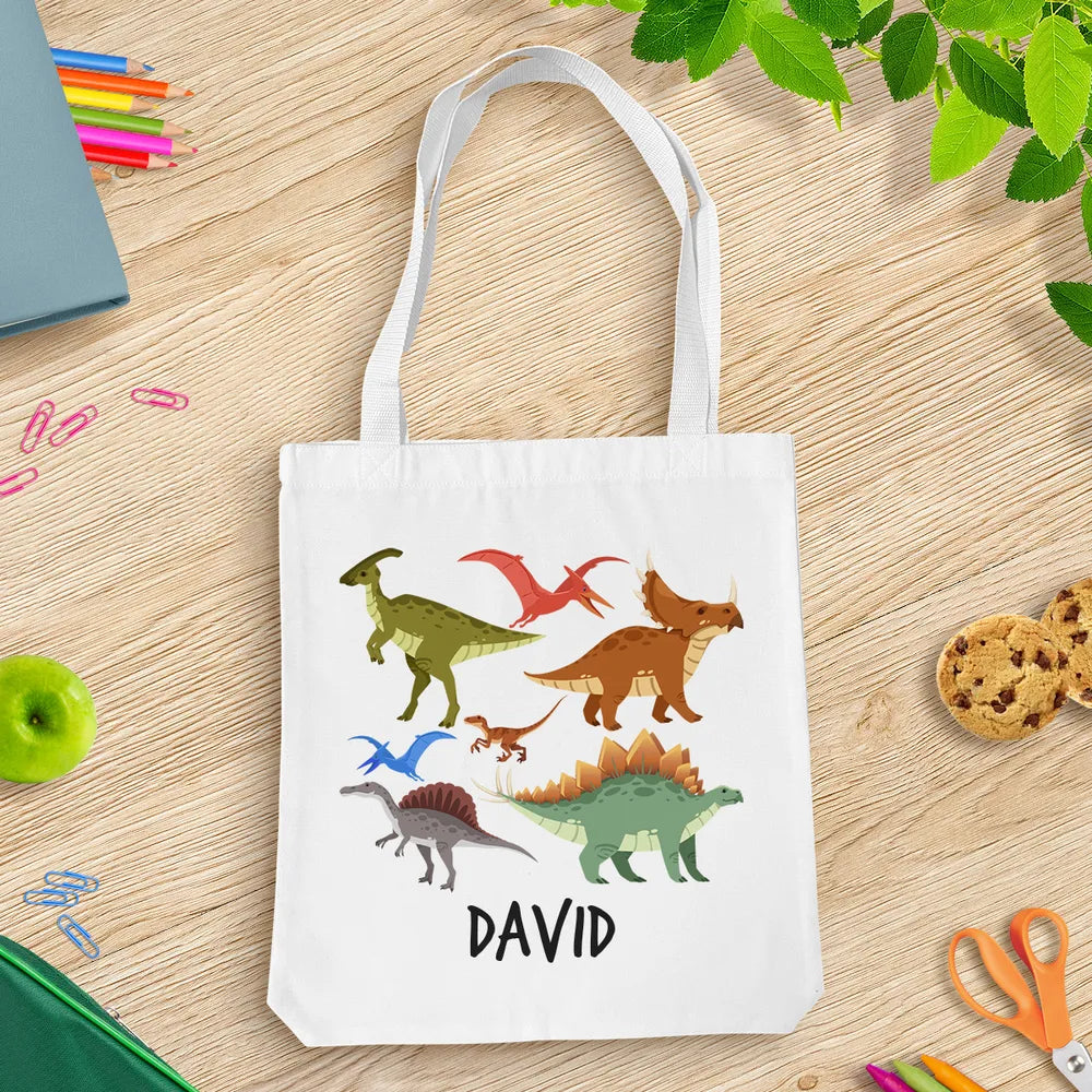 Dinosaur White Tote Bag