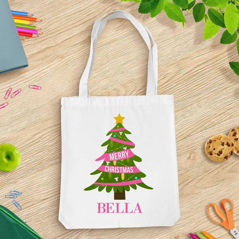 Pink Christmas White Tote Bag