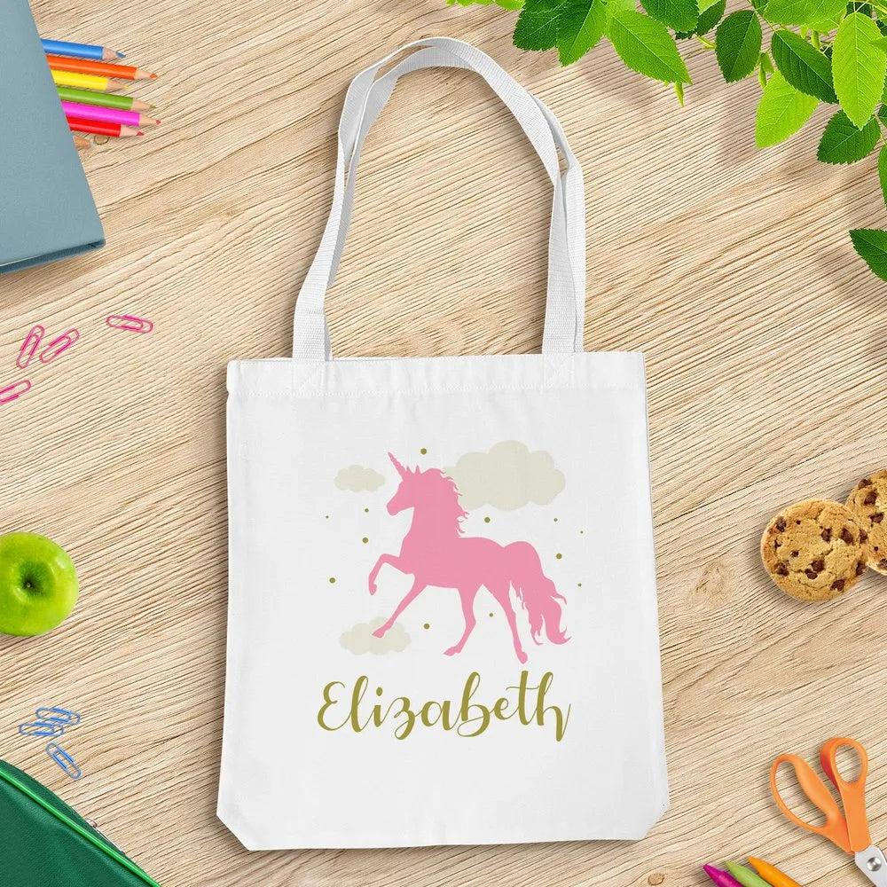 Pink Unicorn White Tote Bag