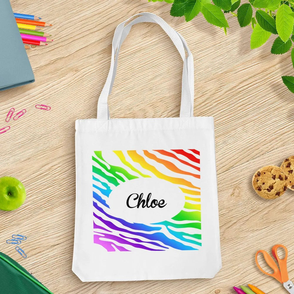 Rainbow Design White Tote Bag