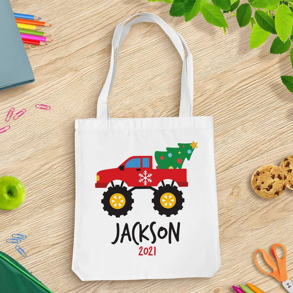 Red Monster Truck White Tote Bag