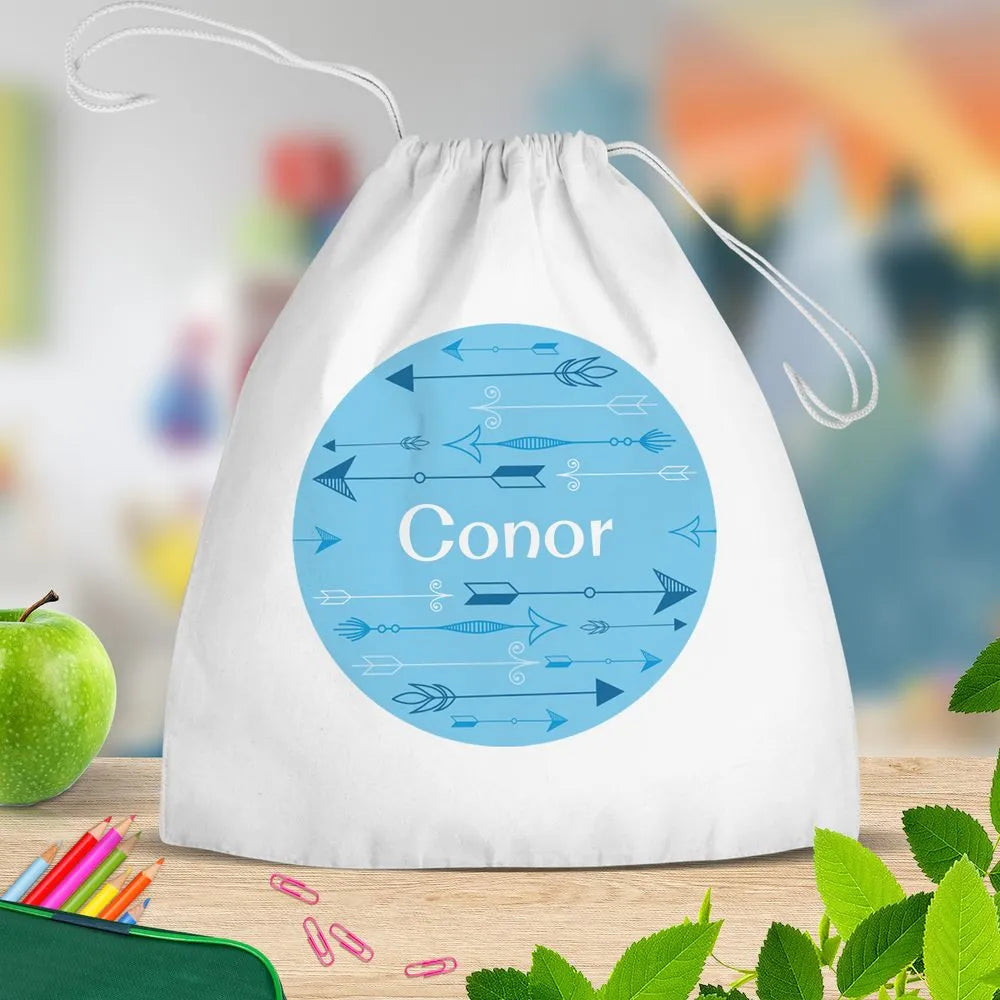 Arrows White Drawstring Bag