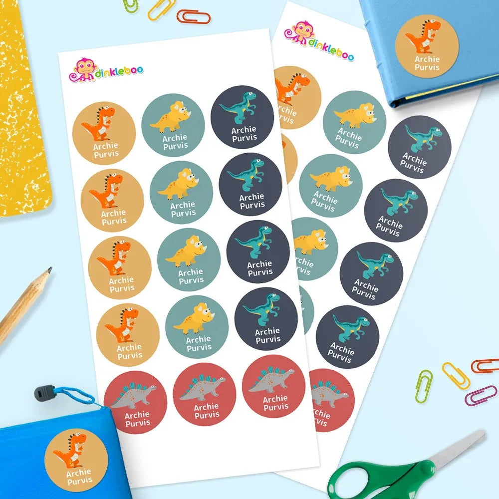 Dinosaur Round Name Labels