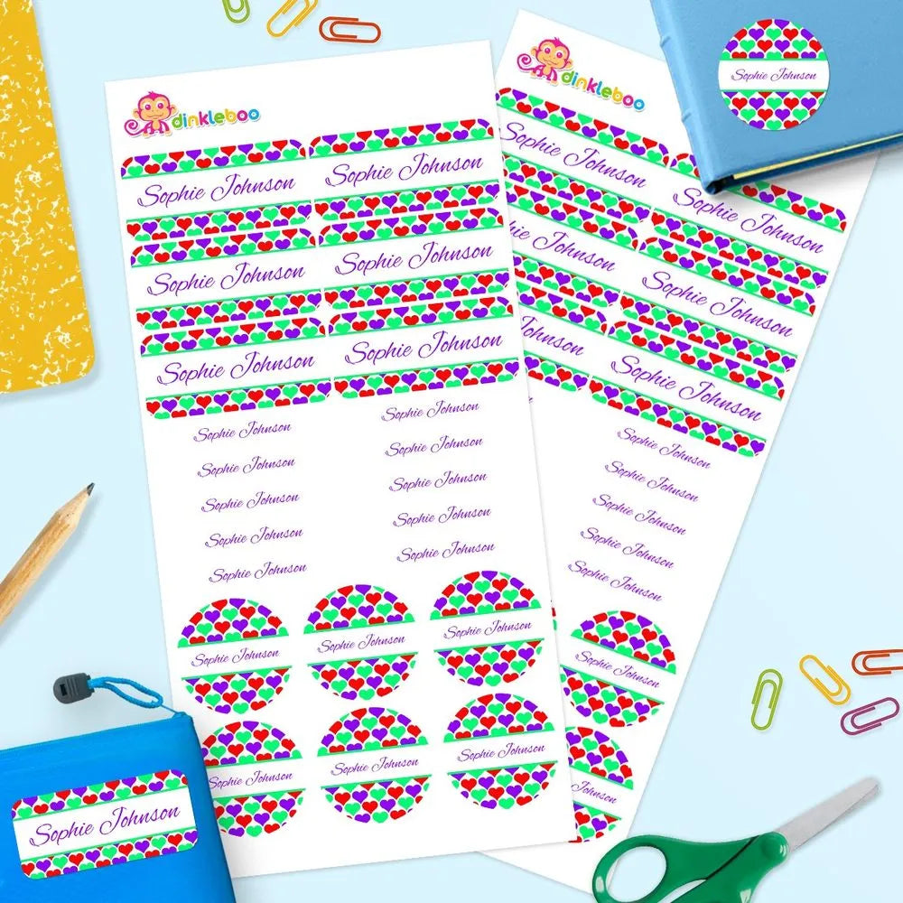 Hearts Mixed Name Label Pack