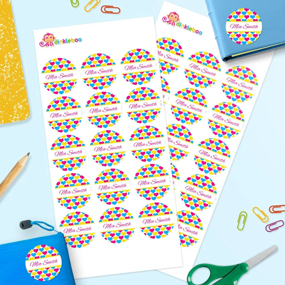 Hearts Round Name Labels