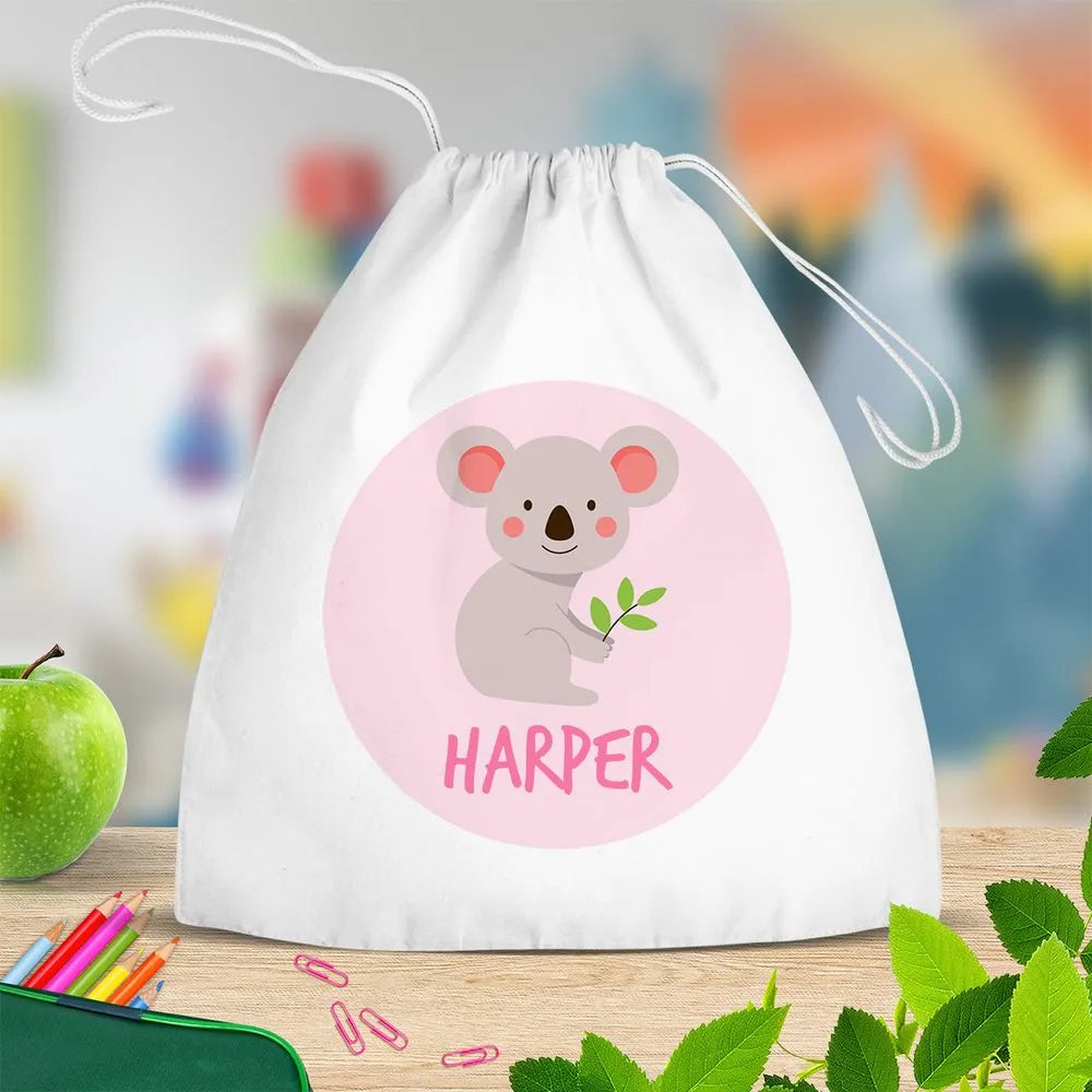 Koala White Drawstring Bag