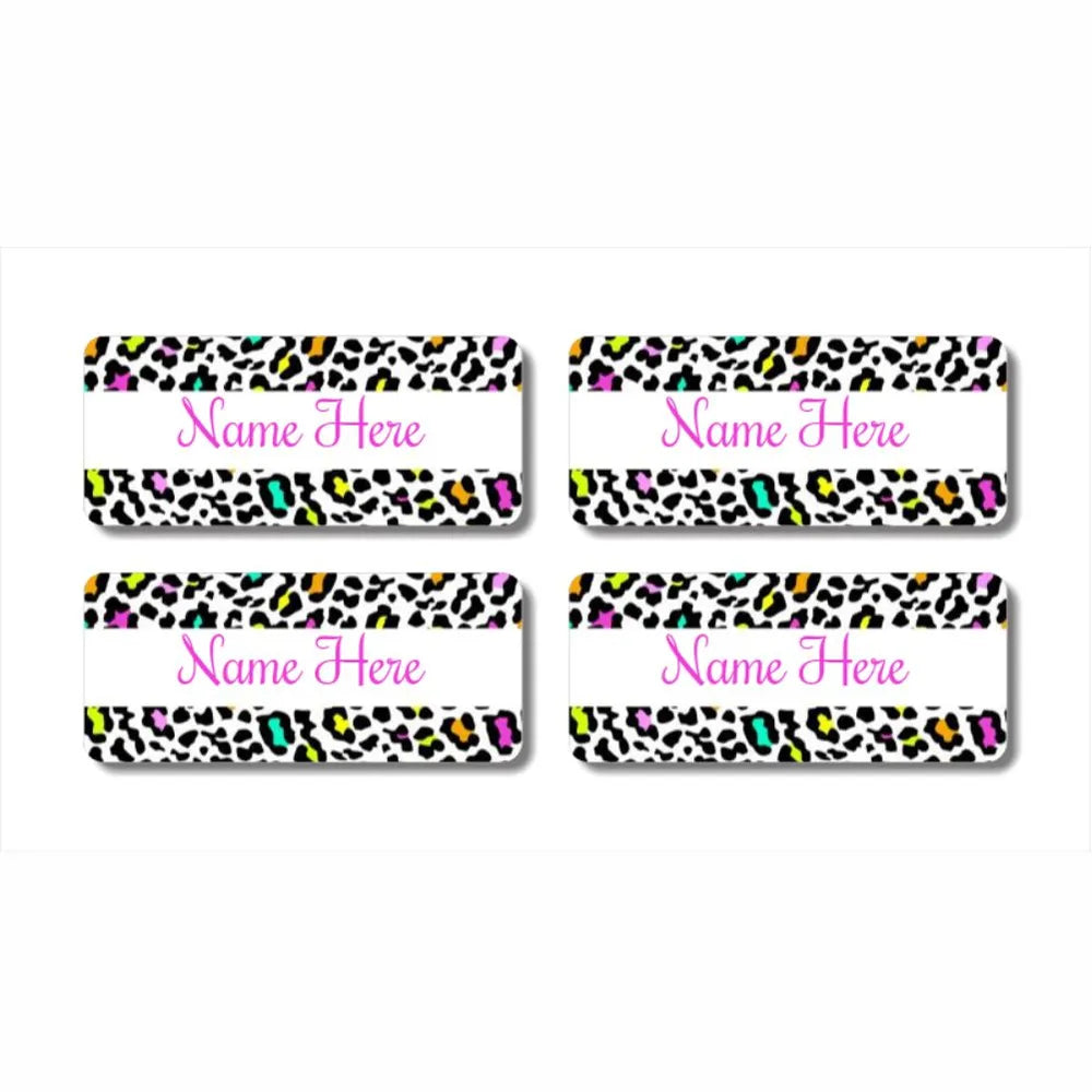 Leopard Print Rectangle Name Labels