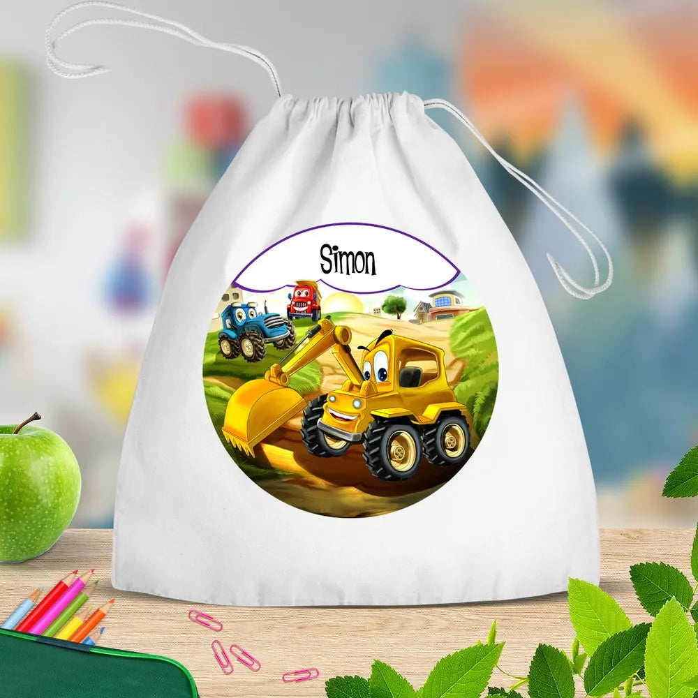 Little Digger White Drawstring Bag
