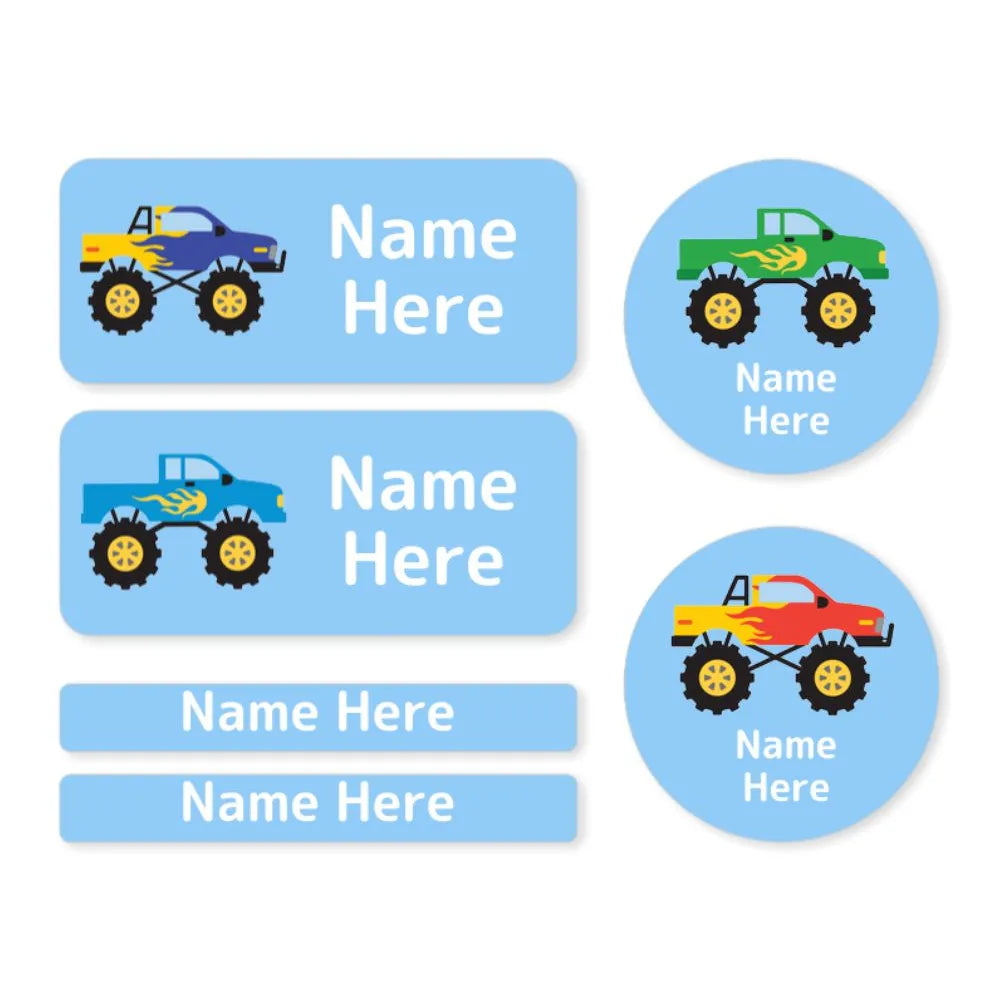 Monster Truck Mixed Name Label Pack
