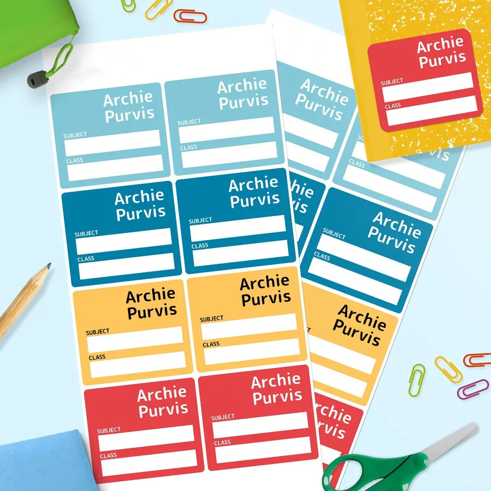 Multi Colour School Book Labels